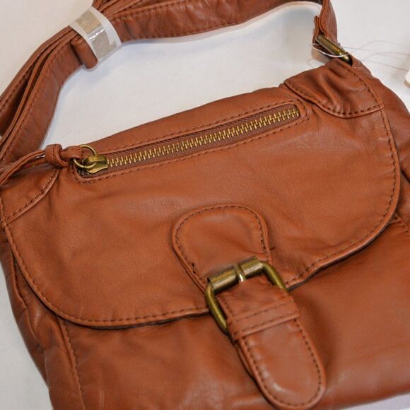 NWT Faux Leather Brown Crossbody Purse - Picture 4 of 6